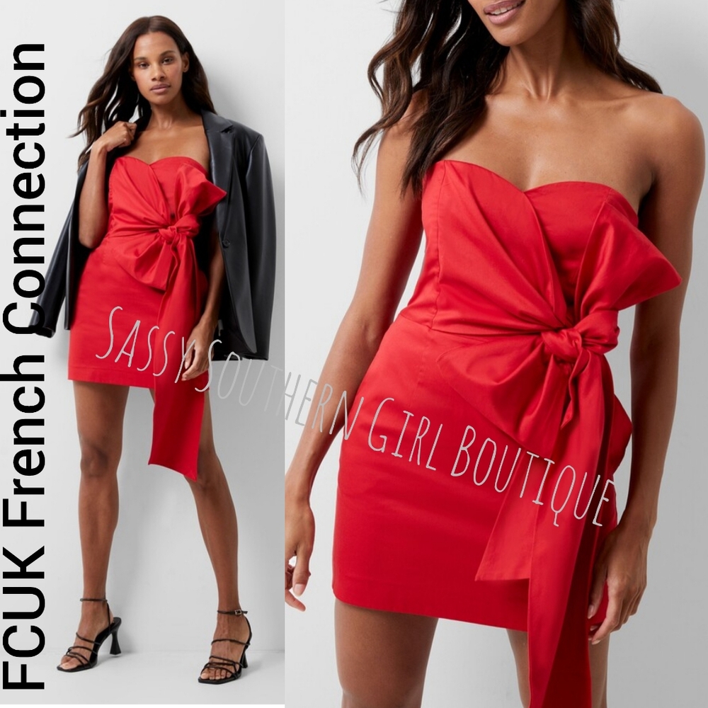 🆕⭐ FCUK French Connection Red Strapless Mini Dress